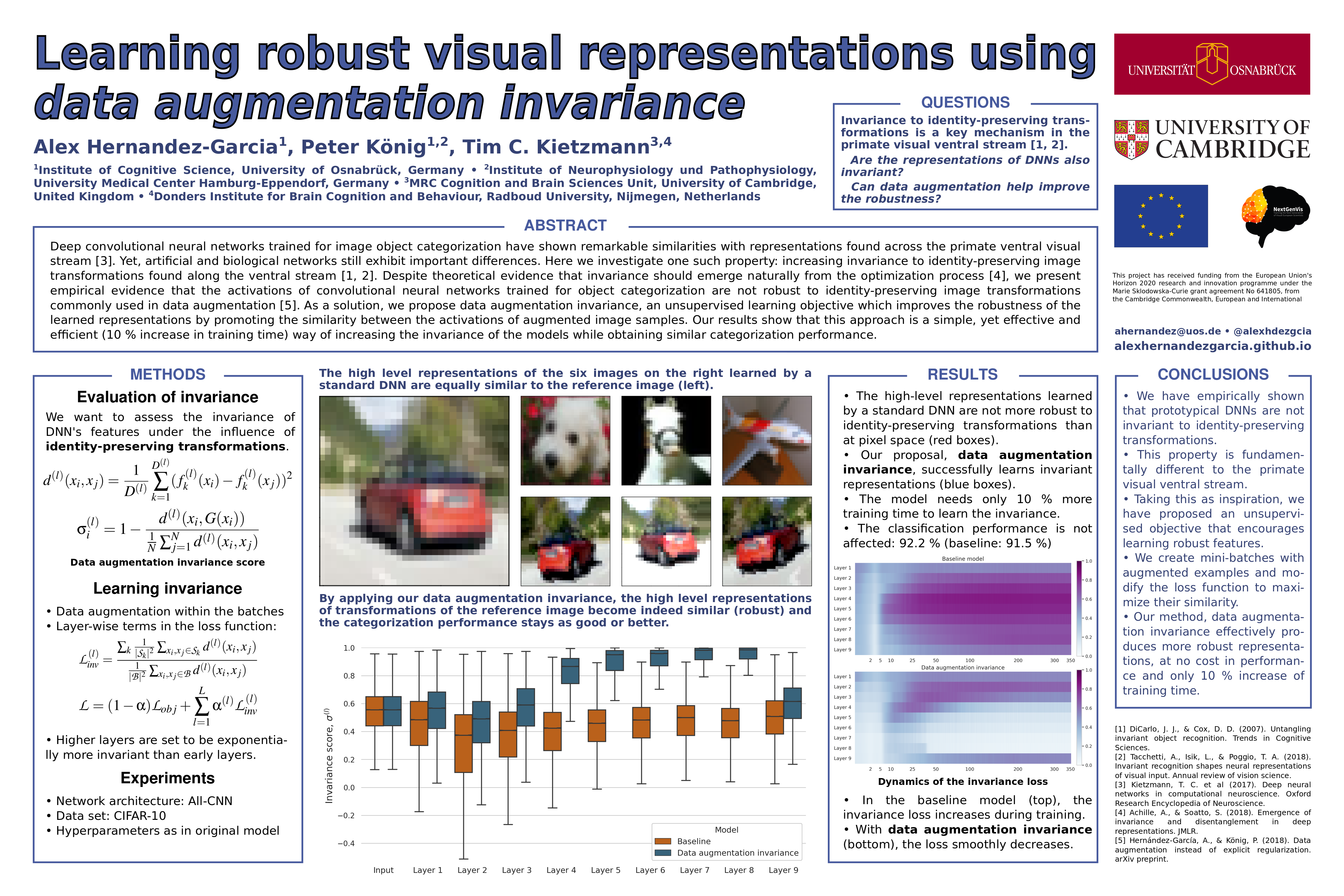 Learning robust visual representations with data augmentation invariance