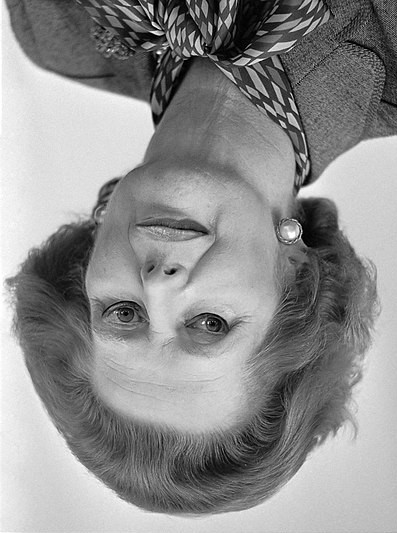 Thatcher, upside down, distorted
